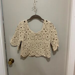 NWOT Elegant Crochet Cream Top